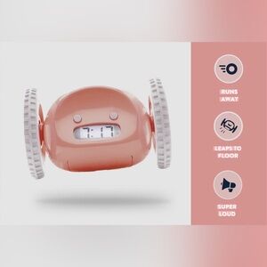 Peach Alarm Clock with Wheels